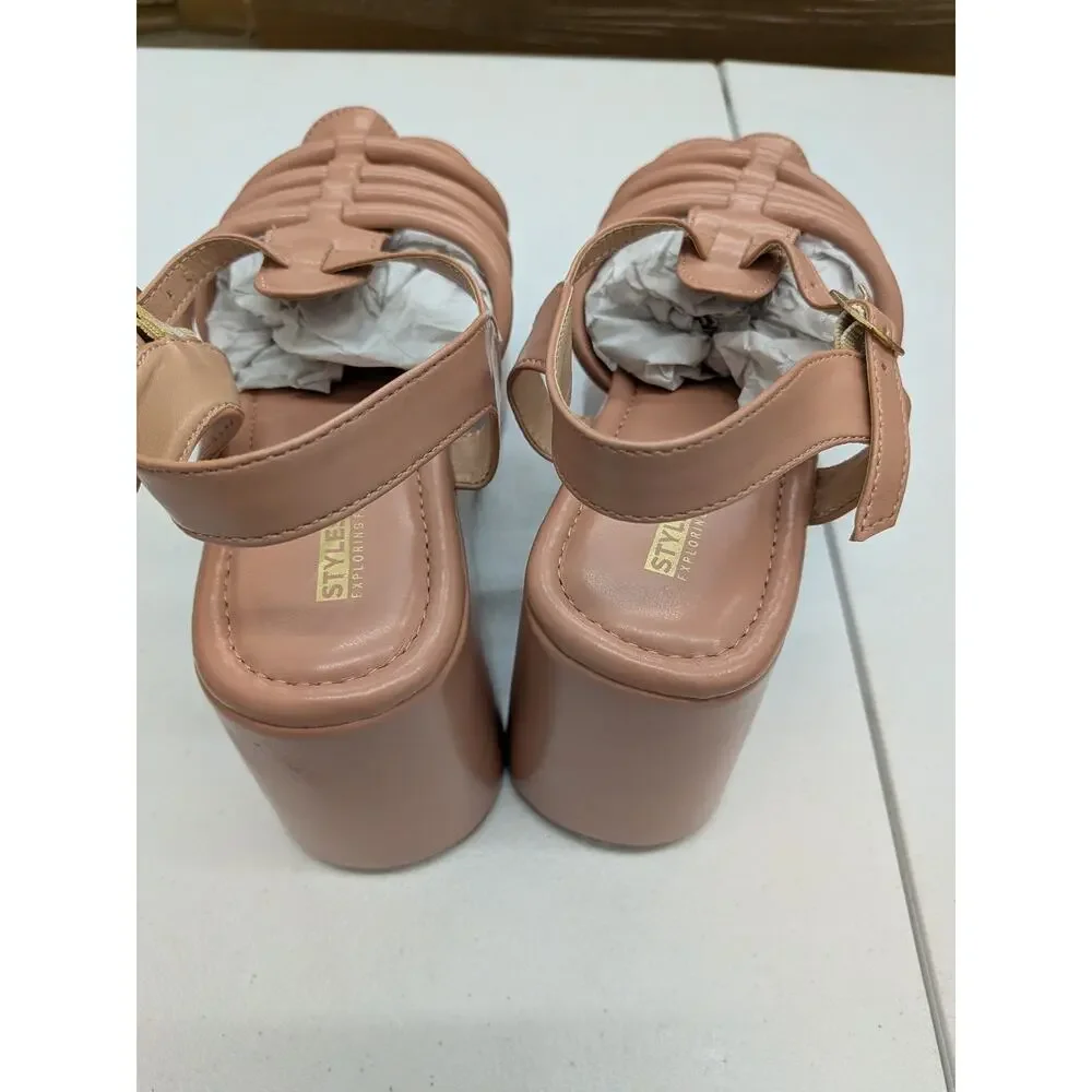Sandals Style Strategy Women Nude Strappy Sandals Ankle Strap Summer